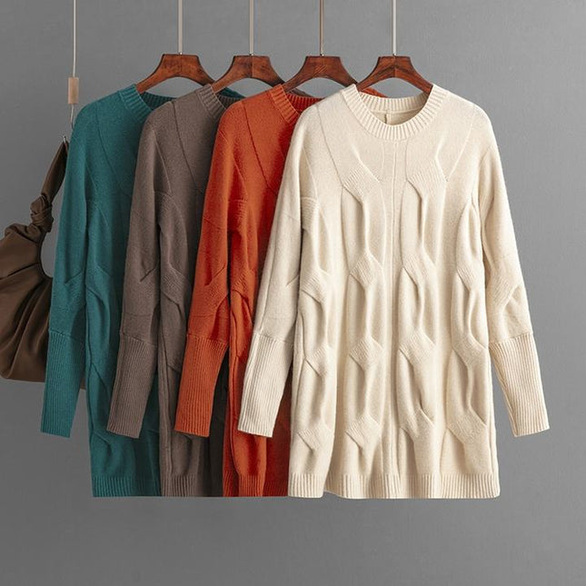 Loose Solid Color Simple Ladies Knitted Sweater
