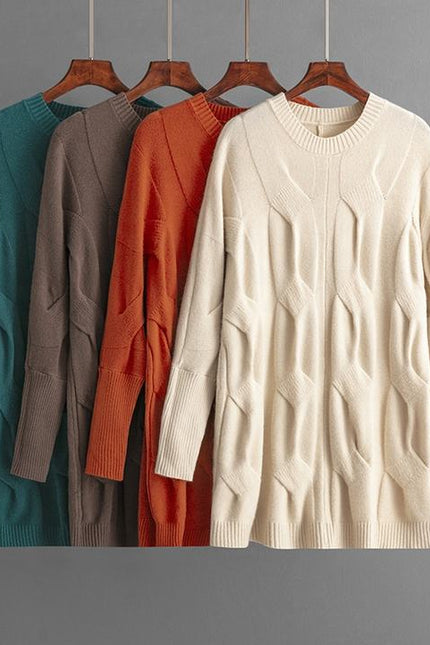 Loose Solid Color Simple Ladies Knitted Sweater