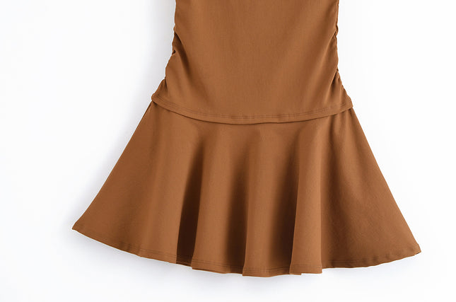 3 Colorway Solid Color Asymmetrical Design Sleeveless Casual Fashion Summer Mini Dress for Women