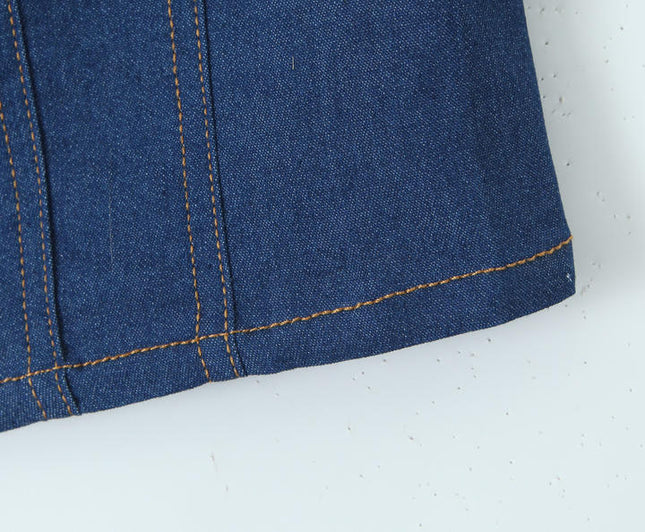 Buttons up Denim Blue Color Strapless Casual Fashion Jeans Crop tank Top for Women