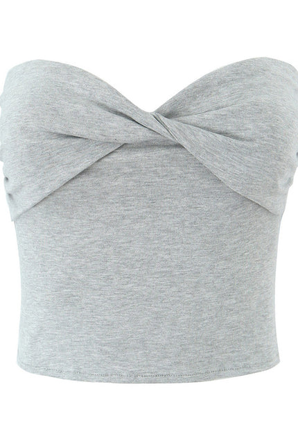 3 Colorway Strapless Solid Color Front Pleated Casual Fashion Women's tank Top