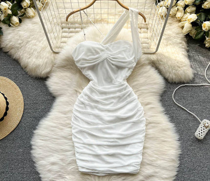 Sleeveless V-neck Summer Halter Mesh High Waist Mini Dress Ladies Sexy Dresses Clothes Women Wholesale