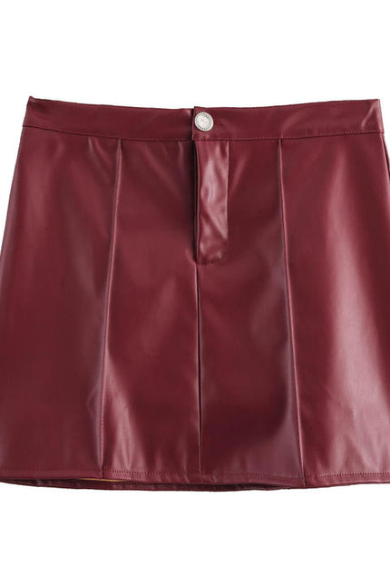 Back Hollow Out Buttons up Halter tank Top Mini Leather Skirt Casual Fashion Women 2 Piece Set