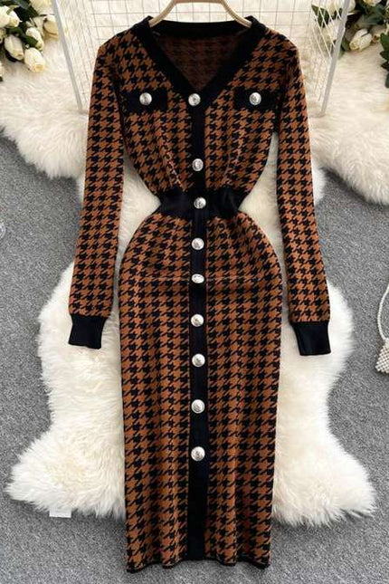 New Arrival Autumn Winter Cardigan Long Sleeve Sweater Dress Women Clothing