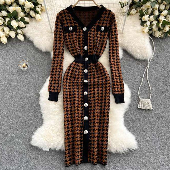 New Arrival Autumn Winter Cardigan Long Sleeve Sweater Dress Women Clothing