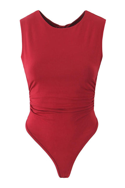 2 Colorway Solid Color Back Hollow Out Sleeveless Crew Neck Casual Fashion Elegant Women One Piece Jumpsuit