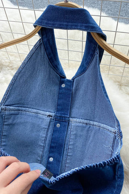 Vestido de denim feminino, sensual vestido casual elegante, de alça única, para mulheres, lace up, controlado na cintura, moda de emagrecimento