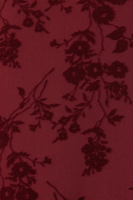 Spaghetti Strap Burgundy Color Floral Pattern Casual Fashion Mini slip Dress for Women