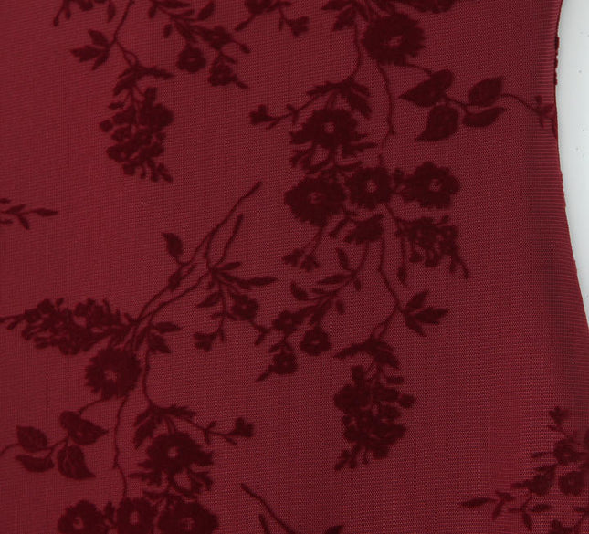 Spaghetti Strap Burgundy Color Floral Pattern Casual Fashion Mini slip Dress for Women