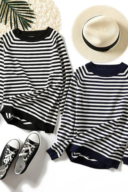 New Style Autumn Winter Women Sweater Striped Vintage Casual Elegant Knit Wear Female Pullovers Tops Korean O-neck Sweaters Lady