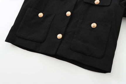 3 Colorway ekip boyun tek göğüslü uzun kollu düz renk rahat moda ceket kadınlar için