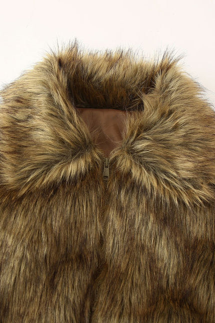 Dönüş aşağı yaka düz renk uzun kollu fermuar Fly kadınlar için rahat moda tüy ceket