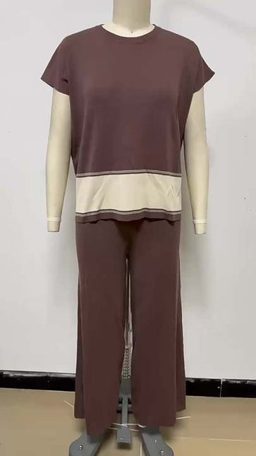 Women's Plus Size Suit Women's Sweater Loose High Waist Wide Leg Pants Fashion Two-piece Set