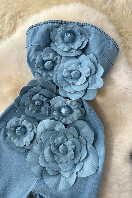 2025 Spring New Fashionable Sleeveless Waist Slimming Denim Women's Jumpsuit