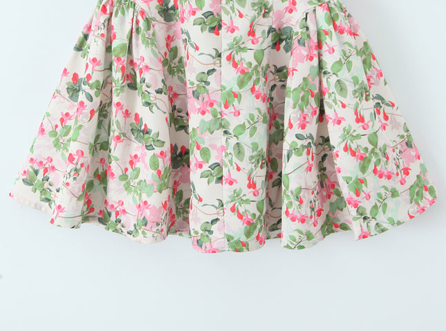 2 Colorway Back Hollow Out Floral Print Sleeveless Causal Fashion Summer Mini Halter Dress for Women