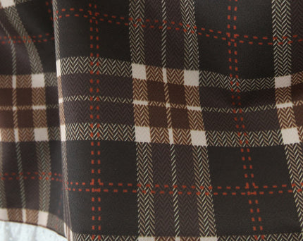 Plaid print brown color front lace up sleeveless casual fashion women's halter tank top