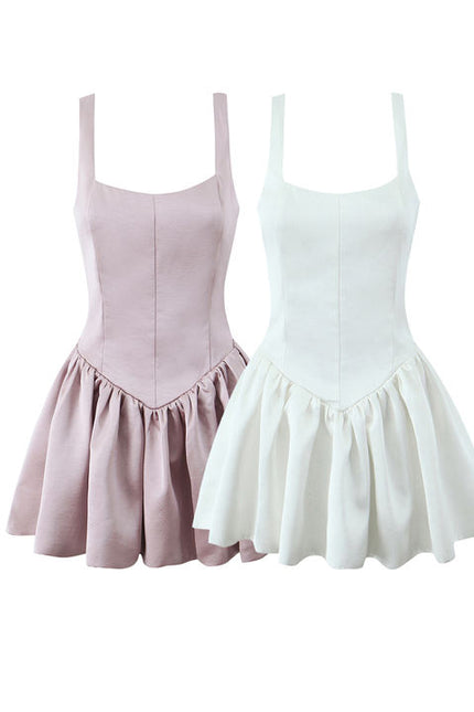 2 Colorway Shoulder Strap Solid Color Casual Fashion Mini Summer slip Dress for Women