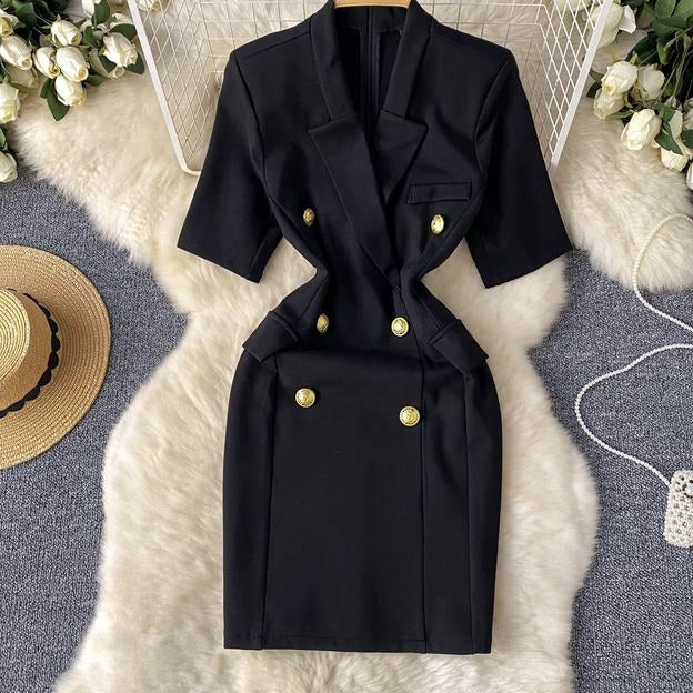 Work Wear Career Dresses Office Ladies Double Breasted Formal Blazer Dress for Business Women