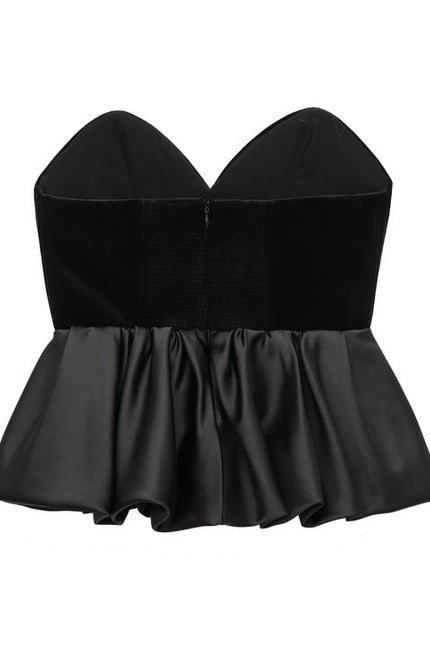 Strapless Black Color Patchwork Design Casual Fashion Women's Crop tank Tops