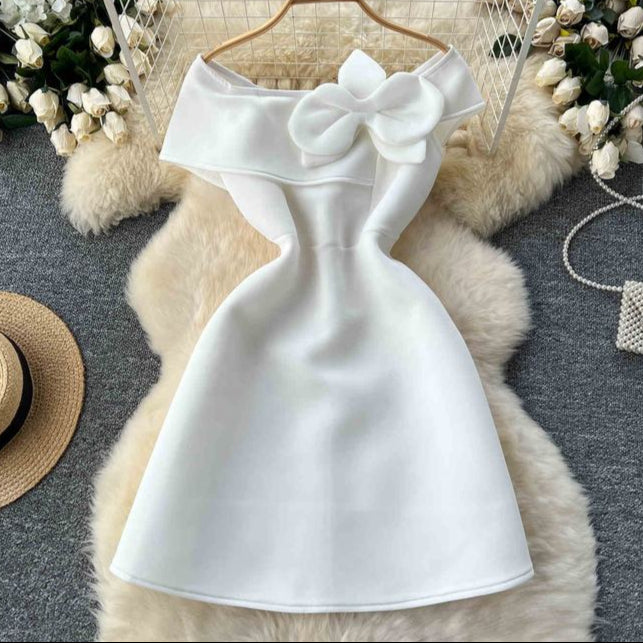Sleeveless Sheath Birthday Party Dresses Women Stereoscopic Flower Pleated Dresses