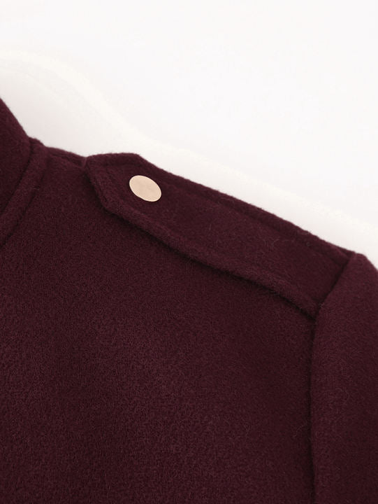Stand Color Long Sleeve Single Breasted Front Pockets Casual Fashion Jacket for Women