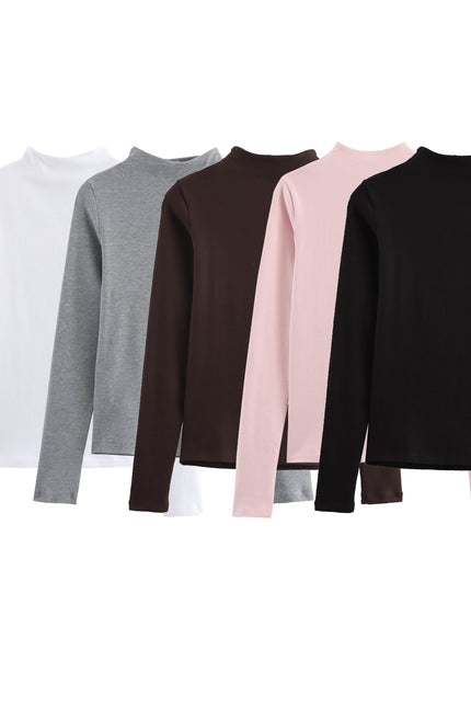 5 Colorway Crew Neck Long Sleeve Solid Color Casual Fashion t Shirt for Women