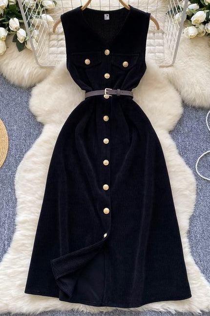 Autumn/winter Sleeveless Brown Casual Dress