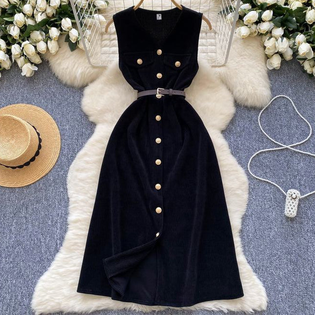 Autumn/winter Sleeveless Brown Casual Dress