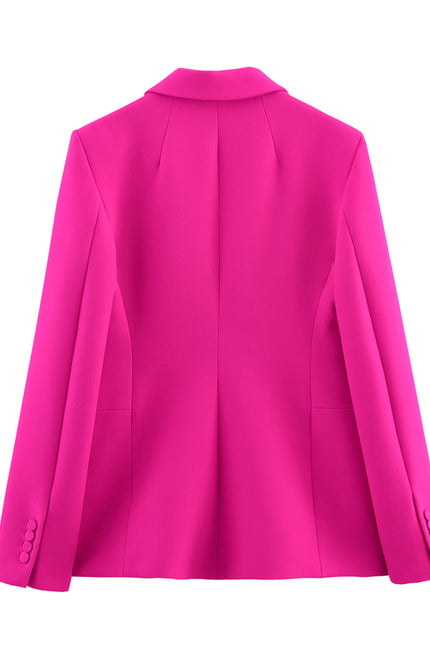 Notched Collar Rose Color Long Sleeve Single Breasted Casual Fashion blazer Jacket for Women