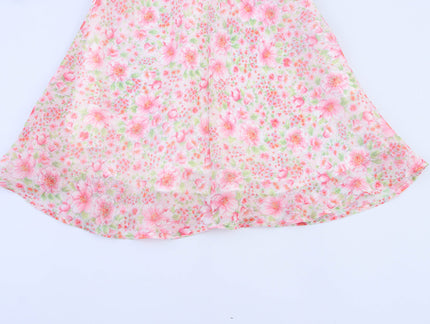 V Neck Floral Print Short Sleeve pink Color Lace up Casual Fashion Summer Mini Dress for Women