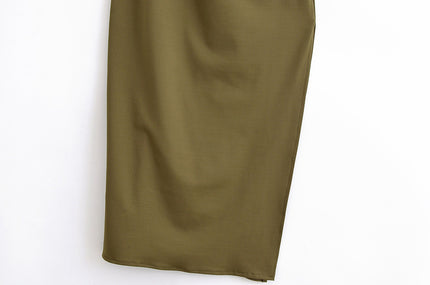 Long Sleeve Hollow Out Green Color Asymmetrical Design Casual Fashion Summer Dress for Women