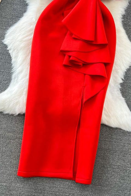Women's Party V-Neck Waisted Sheath Gown Dresses