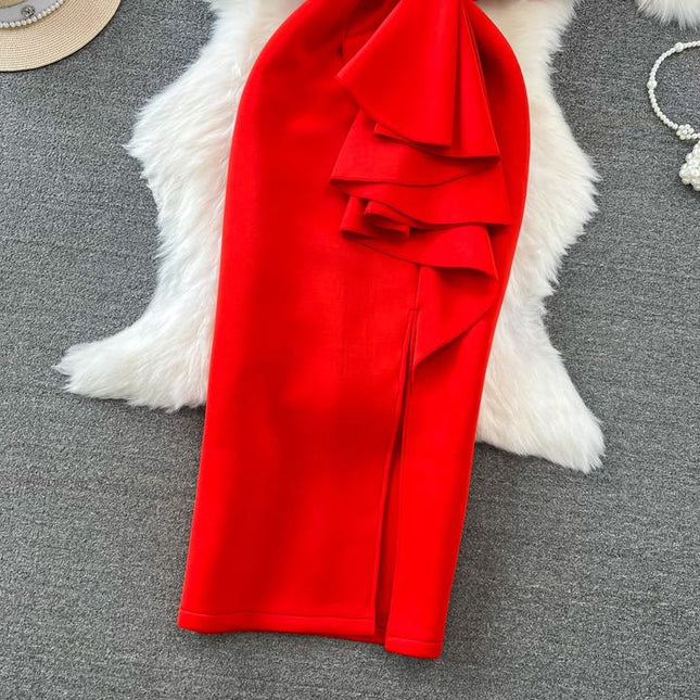 Women's Party V-Neck Waisted Sheath Gown Dresses