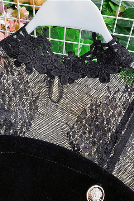 High Quality Lace Velvet Women Bodysuit Jumpsuit Shorts Sexy Two Piece Set Jumpsuit Pants Rompers