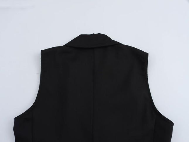 Notched Collar Black Color Front Flower Hot Sale Casual Fashion blazer Dress for Women