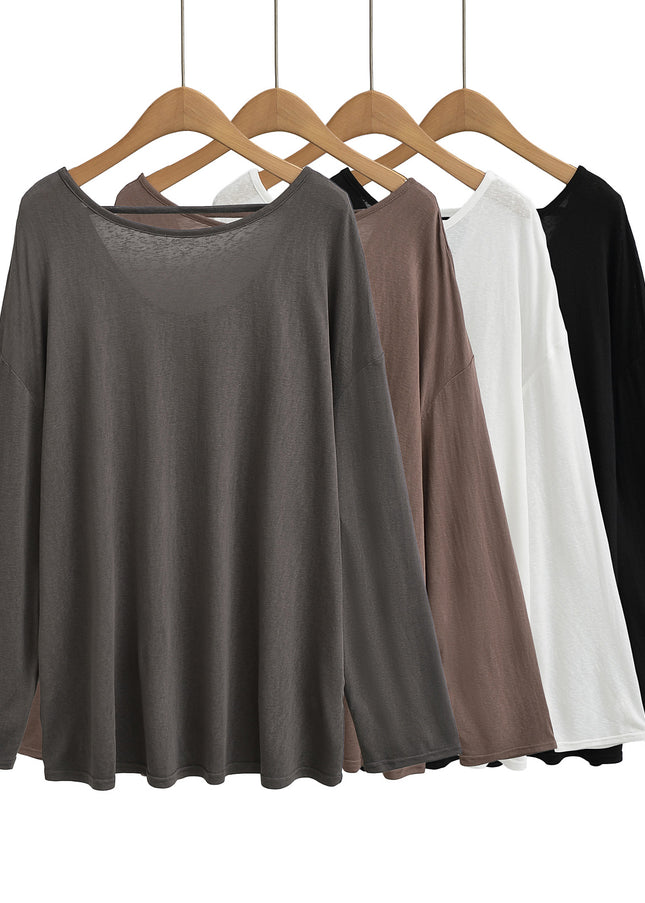 4 Colorway Long Sleeve Solid Color Crew Neck Casual Fashion Women t Shirt