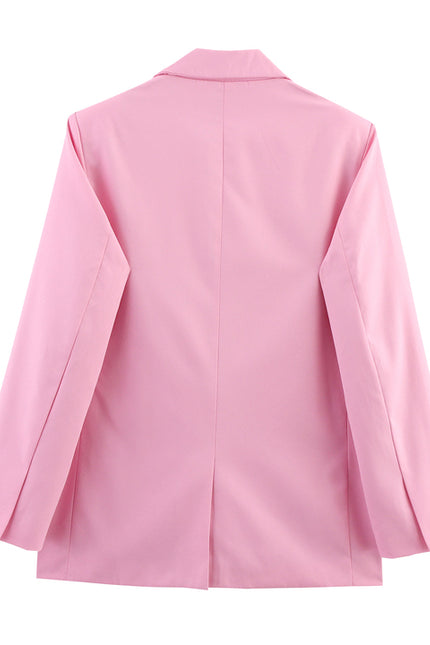 Single Buttons pink Color Long Sleeve Notched Collar Causal Fashion blazer Jacket for Women