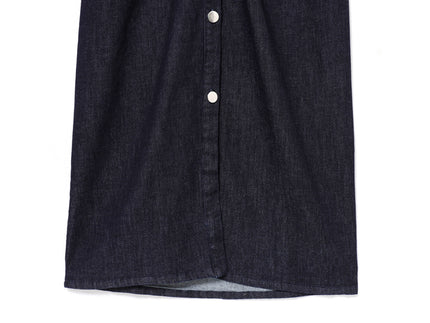 Turn Down Collar Buttons up Short Sleeve Denim Blue Color Casual Fashion Jeans Shirt Dress for Women