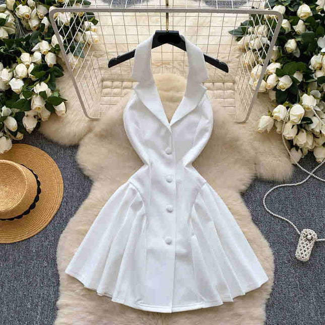Sexy Ladies Sleeveless V Neck Backless Mini Dress Women