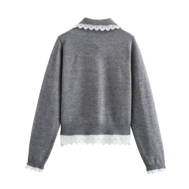 3 Colorway Peter Pan Collar Long Sleeve Cardigan Sweater Solid Color Mini Skirt Casual Fashion Women 2 Piece Set