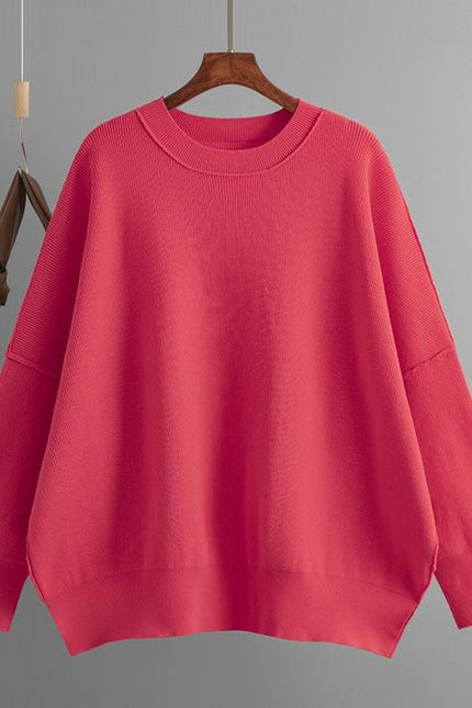 High Street Black Women Crew Neck Oversized Loose Plain Sweater Drop Shoulder Sweatshirts
