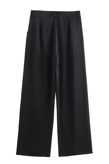 Strapless Black Color Double Breasted tank Top Long Pants Casual Fashion Women 2 Piece Set