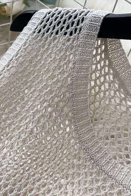Outer Layered Skeleton See-through Mesh Knit Dress Women Summer Round Neck Sleeveless Vest Dresses