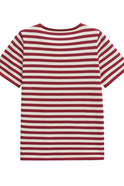 2 Colorway Striped Pattern Short Sleeve Crew Neck Casual Fashion t Shirt for Women