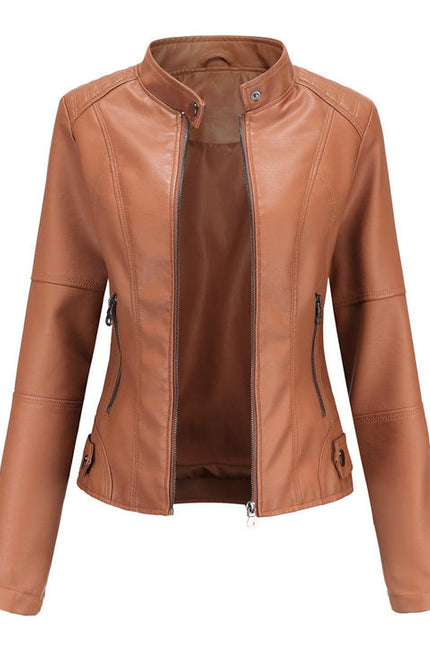Women Leather Jacket Slim Thin Spring Autumn Biker Large Size Leather Jacket
