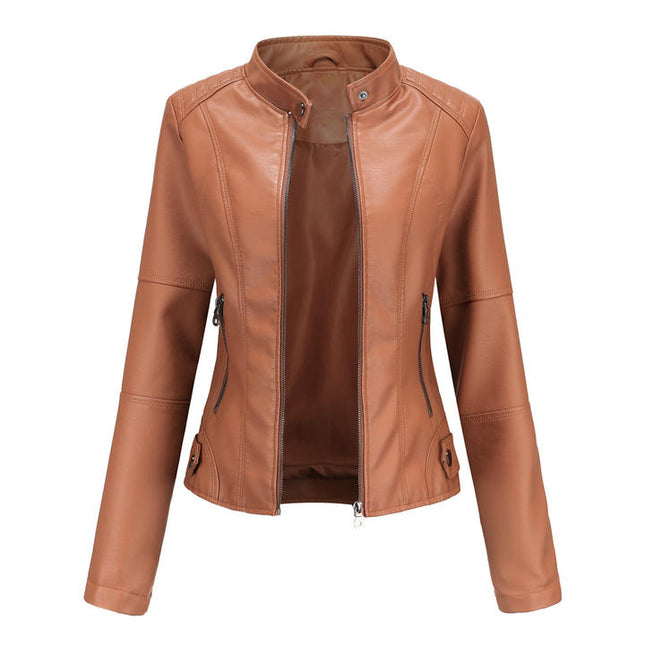 Women Leather Jacket Slim Thin Spring Autumn Biker Large Size Leather Jacket