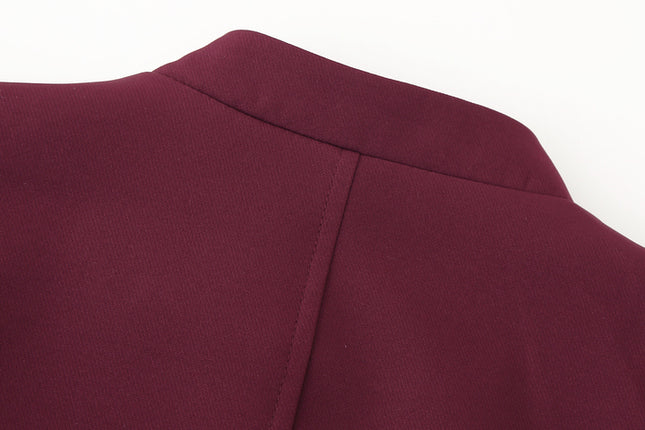 V Neck Red Color Long Sleeve Zipper Fly Hot Sale Casual Fashion Jacket for Women