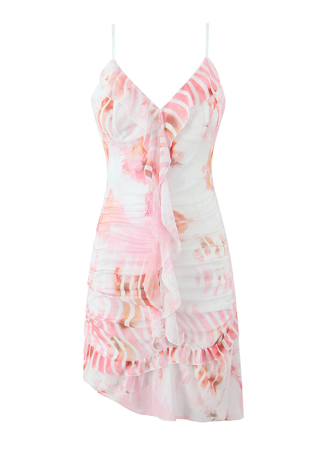 2 Colorway Floral Print Spaghetti Strap Multi Color Casual Fashion Summer Mini slip Dress for Women