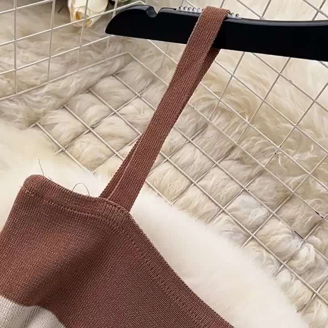 Striped Cardigan Coat Two-piece Dress for Women Vintage Charm Elegant Temperament Slimming Effect Sexy Form-fitting Maxi Dress