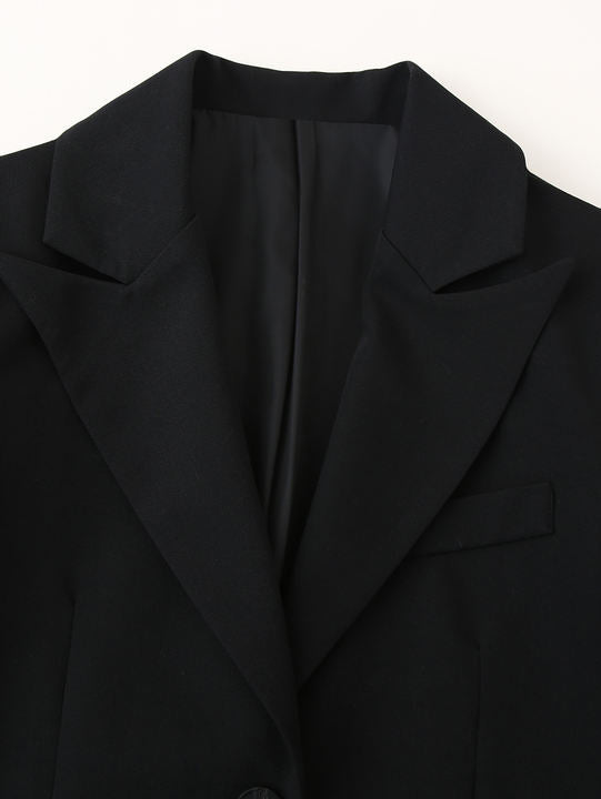 Black Color Long Sleeve Notched Collar Beading Single Button Casual Fashion blazer Jacket for Women